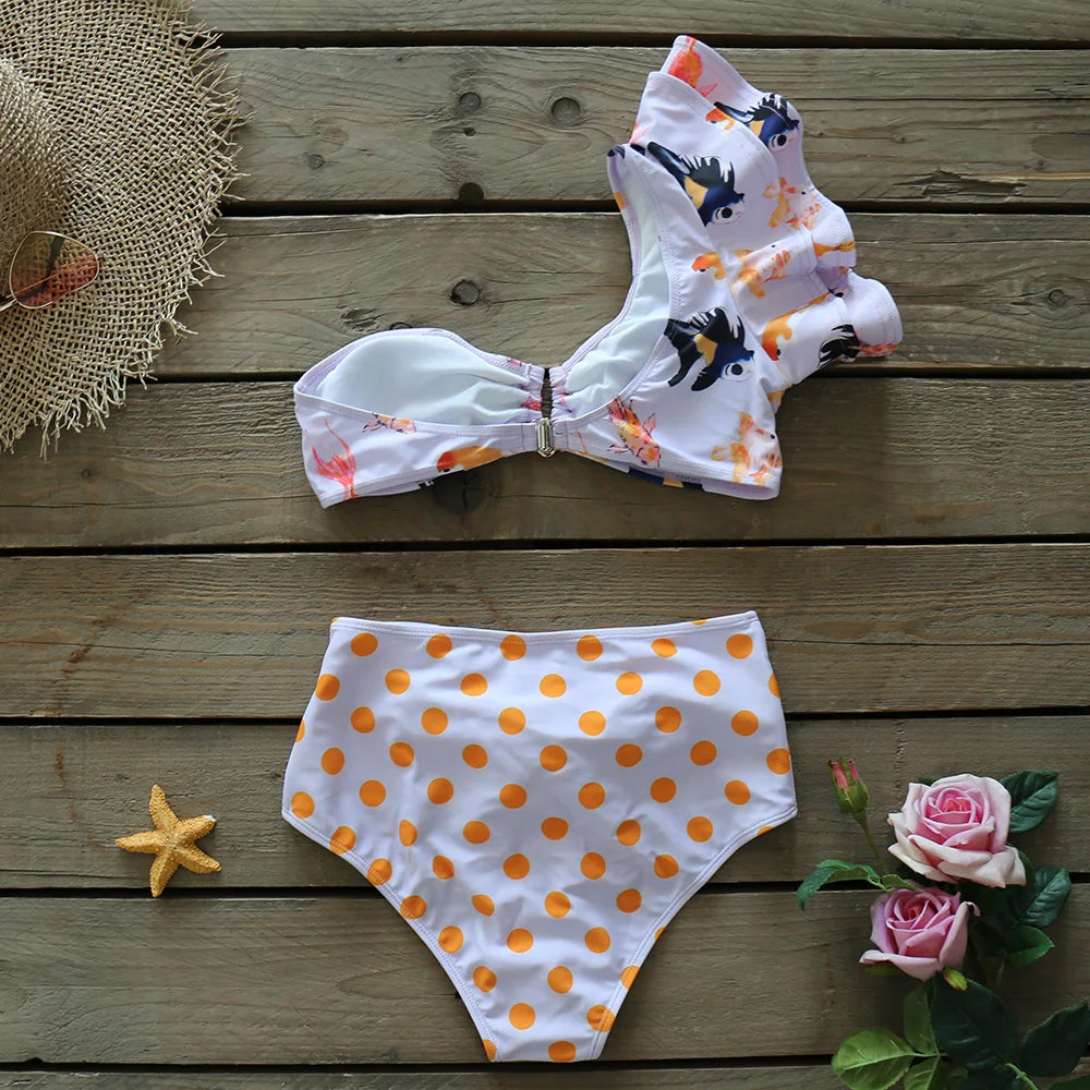 Two-Pieces Women Floral 2025 Push-Up Padded Bra Ruffles Bandage Bikini Set Swimsuit Swimwear Bathing Suit Beachwear Biquini