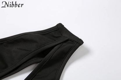 Nibber Sexy Beach Hollow Out Bodysuit 2021 Women Summer One Shoulder Elastic Slim Skinny Swimsuit Bodysuit Streetwear Outfit Hot