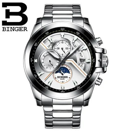 Switzerland Automatic Mechanical Watch Men Binger Sports Mens Watches Swimming Wristwatches Waterproof relogio masculino 2019