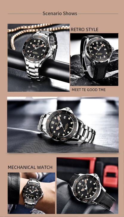 PAGANI DESIGN Men's Watches 2026 Luxury Mechanical Wristwatches Automatic Watch For Men AR Sapphire Ceramic Bezel Luminous Clock