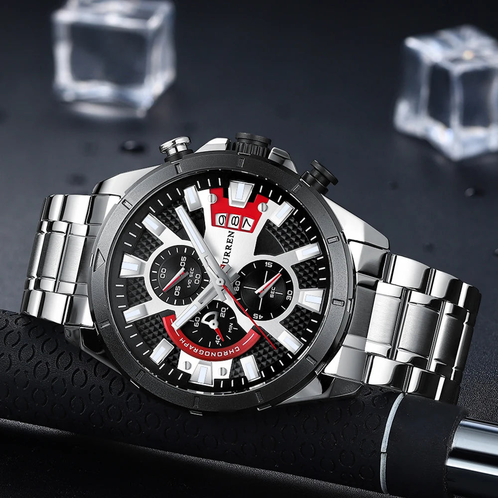 CURREN Watches Mens Top Brand Luxury Casual Steel Quartz Business Clock Male Sport Waterproof Date Chronograph reloj hombre
