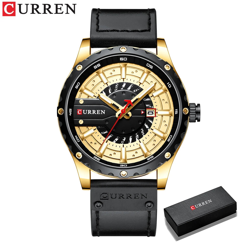 CURREN Fashion Mens Watches Waterproof Top Brand Luxury Calendar Male Watch men Leather Sport Military Wristwatch Dropship
