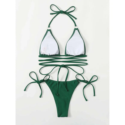 Sexy Micro Bikini 2025 Criss Cross Swimwear Bandage Woman Swimsuit Female Thong Bikinis Set 2 Piece Women Bathing Suit Beachwear