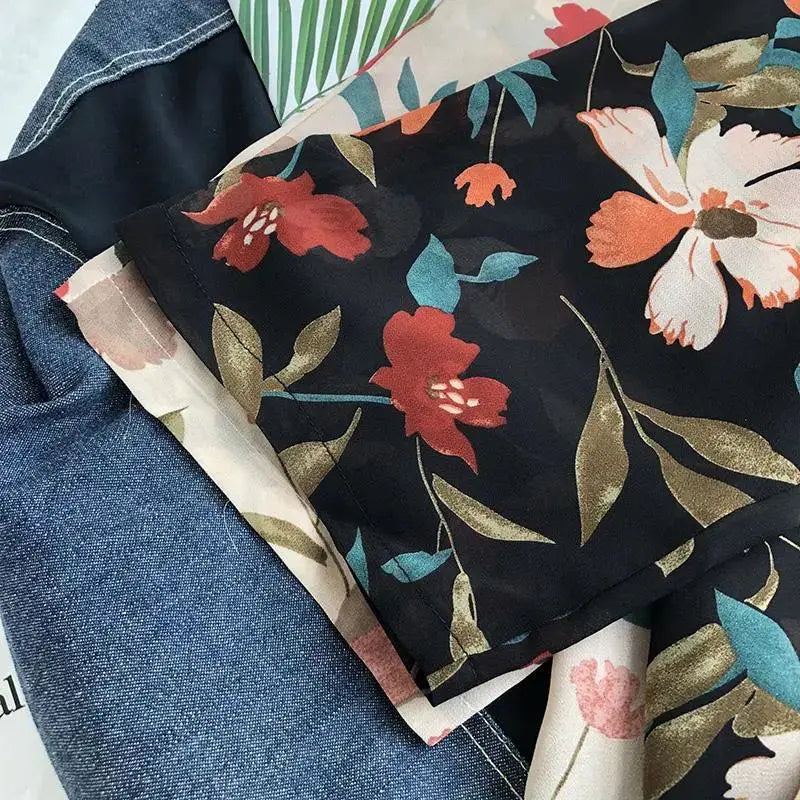 summer Chiffon Cover-ups ladies floral shirts blouses bohemia scarfs Beach Wear Kimono Dress For Women Swimsuit