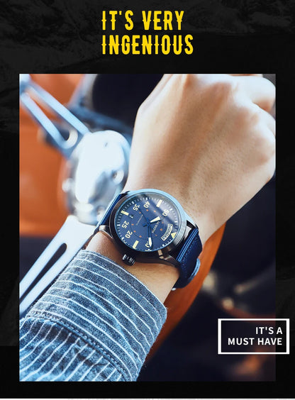 OCHSTIN New Top Brand Automatic Mechanical Watches for Men Military Nylon Strap Pilot Watch Male Auto Date Day Relogio Masculino