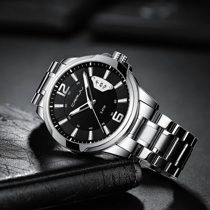 CRRJU Mens Watches Luxury Stainless Steel Business Man Watch  Classic Calendar Waterproof Quartz Watch for Men Relogio Masculino