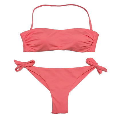 EONAR Bikini 2025 Solid Women Swimsuit  Brazilian Cut Bottom Bikini Set Push Up Swimwear Femme Bathing Suits Sport Beach Wear