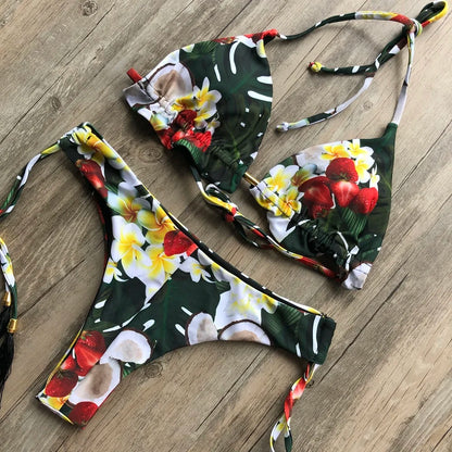 RUOTONGSEPT Sexy Print Bikinis Set Women Swimsuit Bandage Two-Piece Swimwear Brazilian Biquínis Beachwear Bathing Suit 2022 New