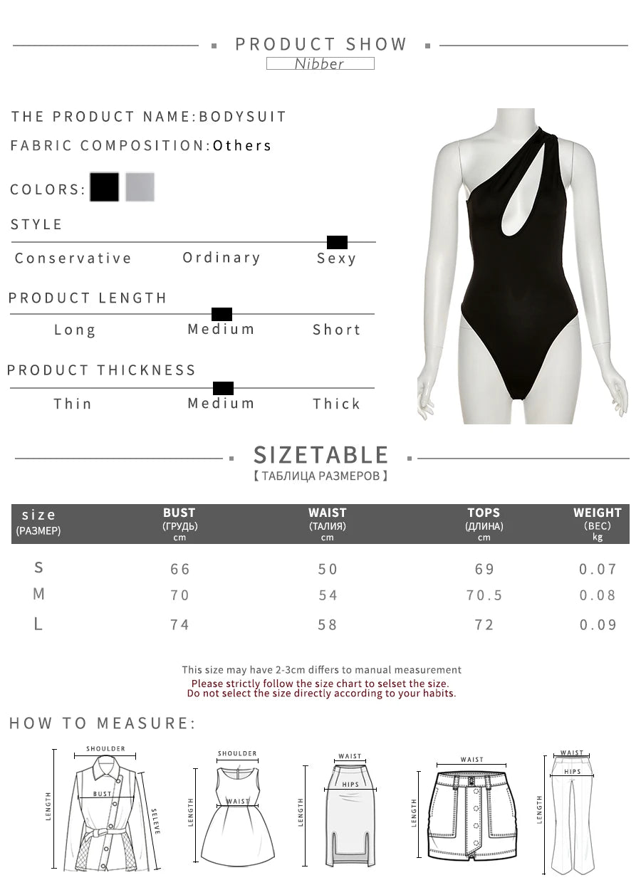 Nibber Sexy Beach Hollow Out Bodysuit 2021 Women Summer One Shoulder Elastic Slim Skinny Swimsuit Bodysuit Streetwear Outfit Hot