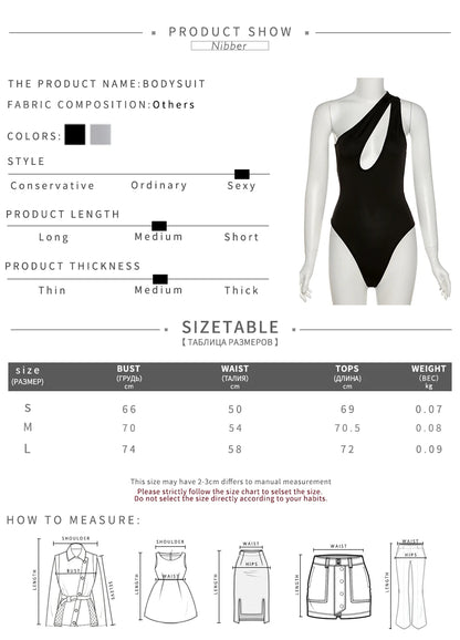 Nibber Sexy Beach Hollow Out Bodysuit 2021 Women Summer One Shoulder Elastic Slim Skinny Swimsuit Bodysuit Streetwear Outfit Hot
