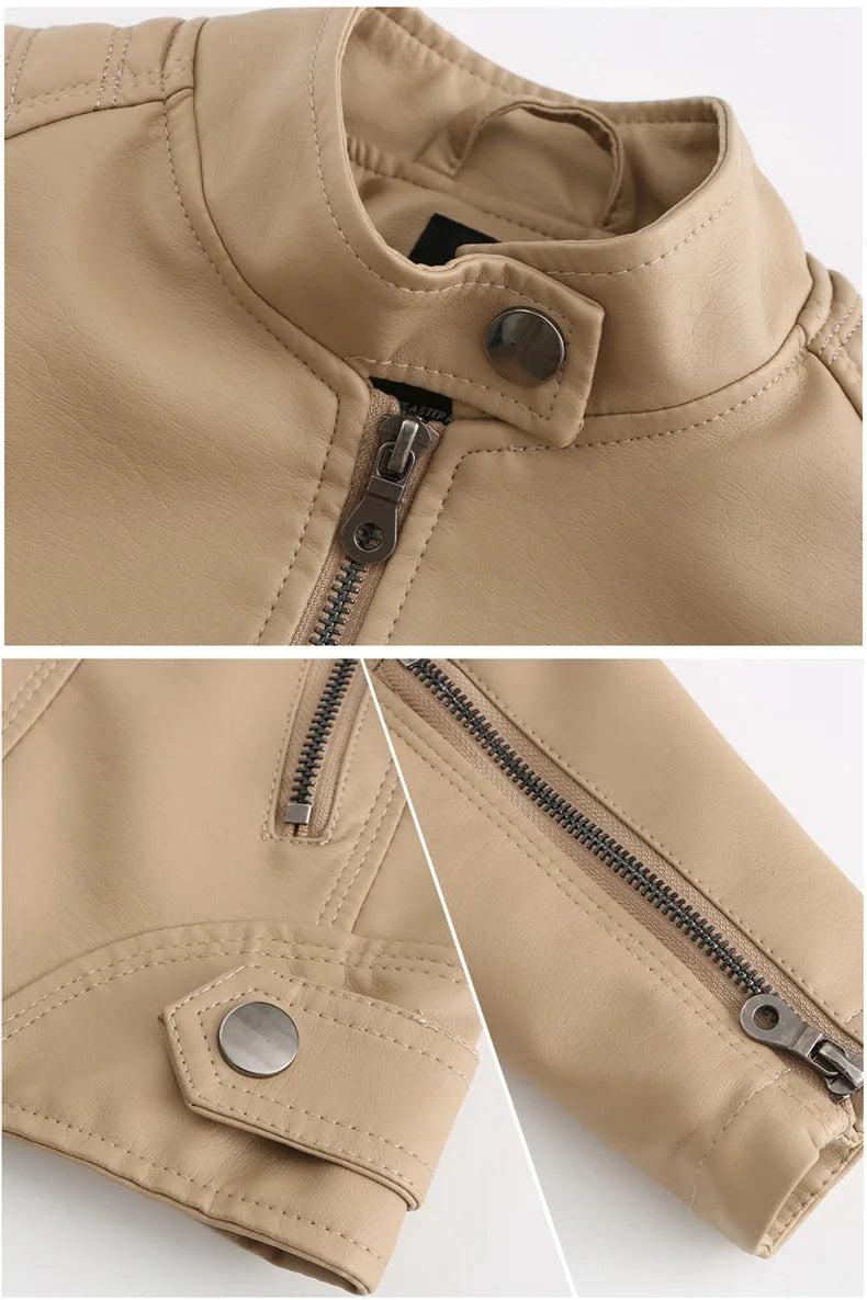 Faux Leather Jacket Women 2026 Autumn Spring Women's Moto Biker Jacket Red Black Coat Brown Purple Blue 3xl 4xl Coffee XS Beige