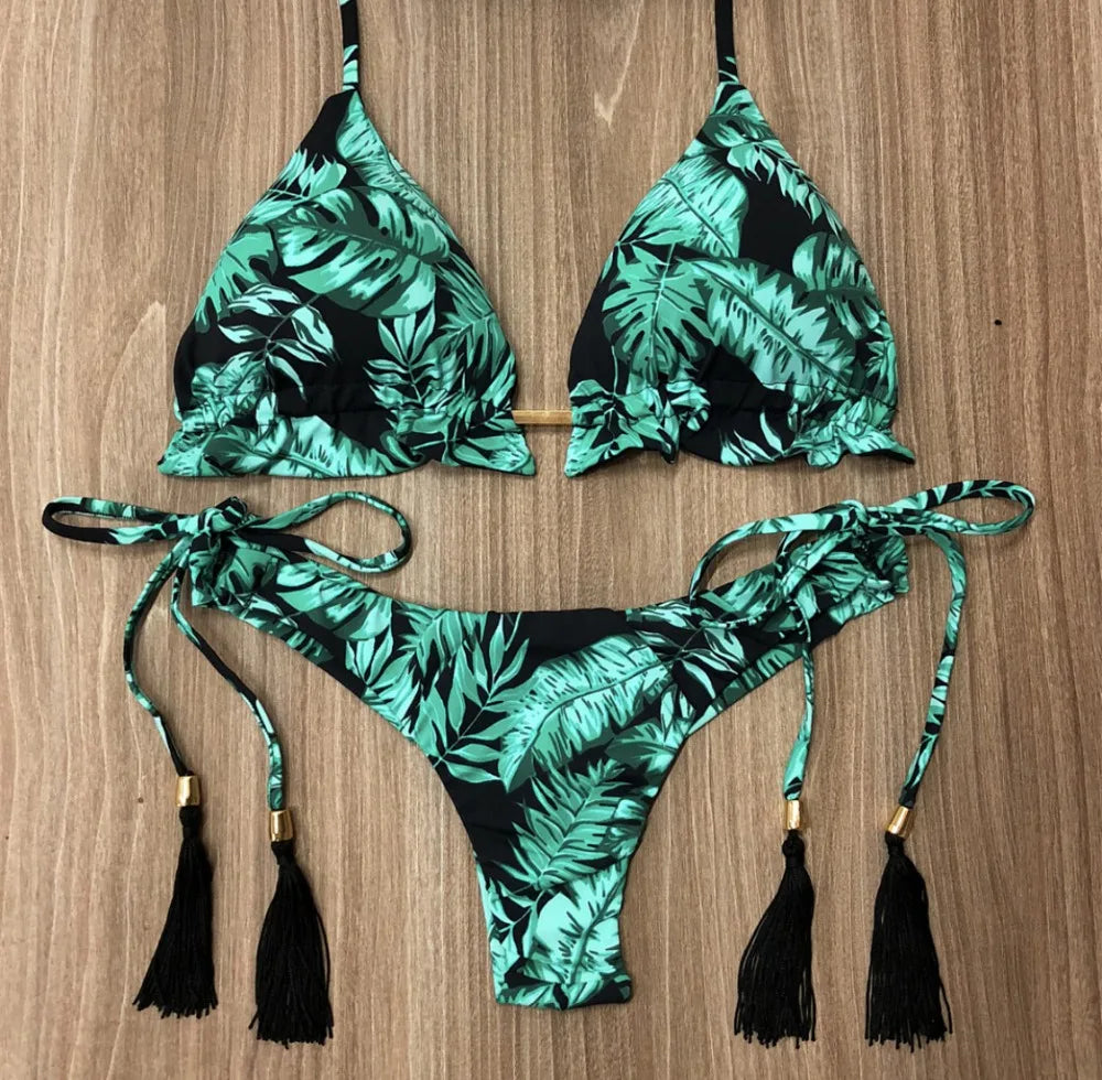 RUOTONGSEPT Sexy Print Bikinis Set Women Swimsuit Bandage Two-Piece Swimwear Brazilian Biquínis Beachwear Bathing Suit 2022 New