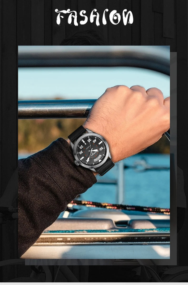 OCHSTIN New Top Brand Automatic Mechanical Watches for Men Military Nylon Strap Pilot Watch Male Auto Date Day Relogio Masculino