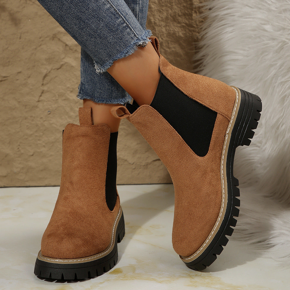 Matte Martin boots round toe oversized shoes