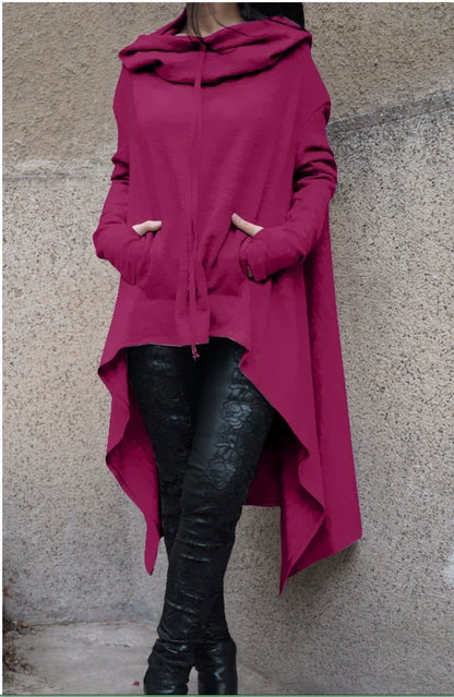 Fashion Trends New European and N Pure Color Long Hoodie