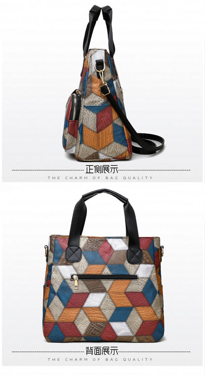 Women's Handbag Women's Shoulder Bag Fashion Purse Vintage Leather Bag Large Capacity Handbag Inclined Shoulder Bag Mom's Bag