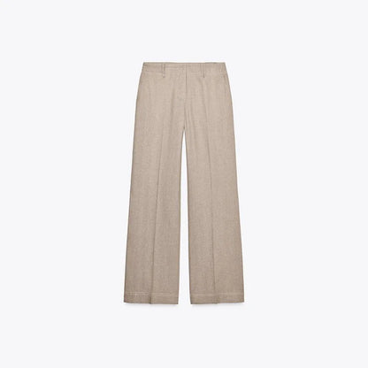 Casual Coats Pants Sets Women'S Turn-down Collar Long Sleeve Zippers Tops High Waist  Trousers 2026 Spring New Lady Chic Suit