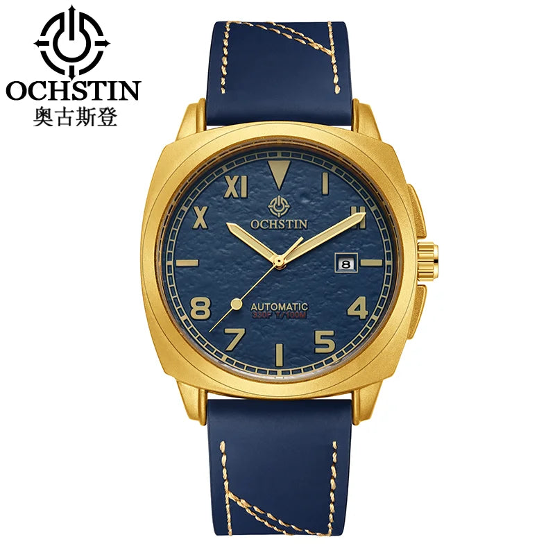 OCHSTIN Men's Automatic Mechanical Movement Watches Man Leather Strap Wristwatch Waterproof Master Series Luminous Hand Watch