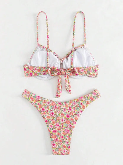 New Sexy Floral Print Push Up Bikini 2024 Women Swimwear Female Swimsuit Two Pieces Thong Bikini Set Bather Bathing Suit Beach