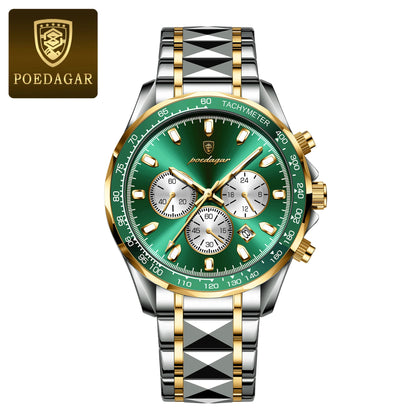 POEDAGAR Top Luxury Men Watch Chronograph Waterproof Luminous Date Man Watch Stainless Steel Sports Fashion Quartz Men's Watches