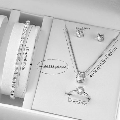 6PCS/Set Fashion Women's Quartz Watch Stainless Steel Band Wrist Watches Diamond Jewelry Set(Without Box)
