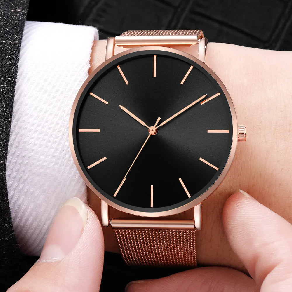 Top Brand Women's Watches Luxury Metal Mesh Simple Quartz Watches Fashion Elegant Rose Gold Ladies Wristwatch Clock Reloj Mujer