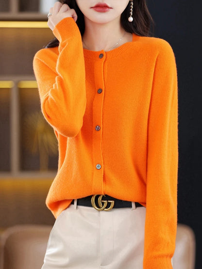 High-Grade Knit Sweater Crewneck Cardigan Coat Autumn And Winter New Middle-Aged And Elderly Women's Fashion ZD060