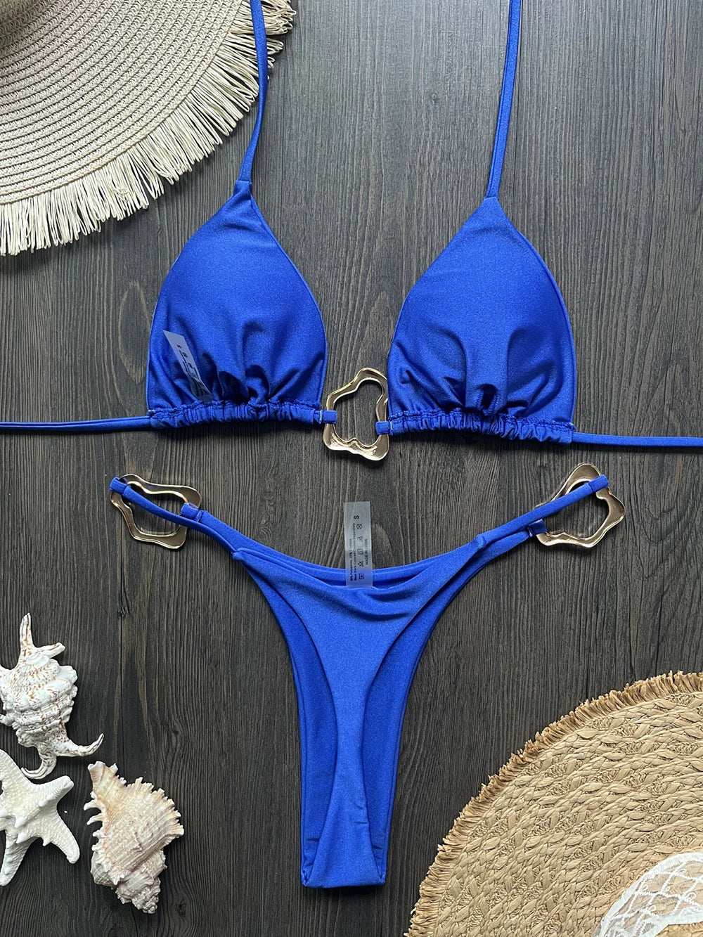 Sexy Solid Color Halter Lace-up Low Waist Bikini Set Women's Two Pieces Triangle Thong Swimsuit Bathing Suit Brazilian Biquinis