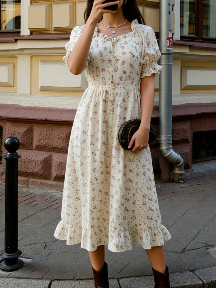 Elegant Women's Summer Cotton 100% Dress Vintage Light Midi Muslim Dresses Beautiful Long  Casual  White Dress for Women 2026