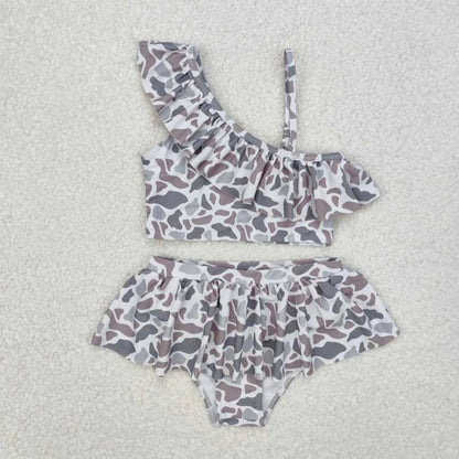 Wholesale Children Summer Grey Camo Print Swimsuit Kid Stretchy Swimwear Infant Matching Baby Boy Girl Swimming Trunks Shorts