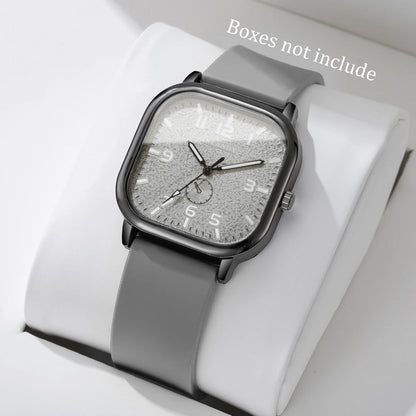Fashion Square Women's Watch Casual Silicone Strap Quartz Watches Sports Wristwatch For Men Women Students（Without Box）