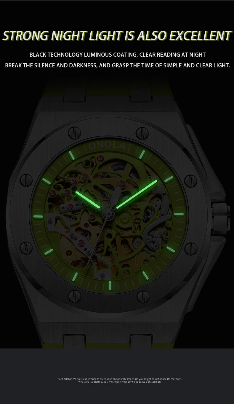 ONOLA Watch Top Brand Luxury Sports Men Wristwatch Waterproof  Automatic Mechanical Watches Relogio Masculino
