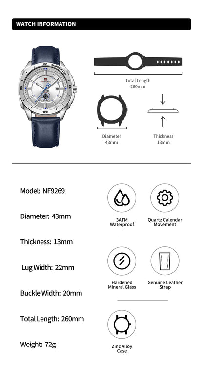 NAVIFORCE 2026 New Men's Watches Leather Quartz Watch Man Casual Sports Day Date Office Normal Male Gift Wristwatch Reloj Hombre