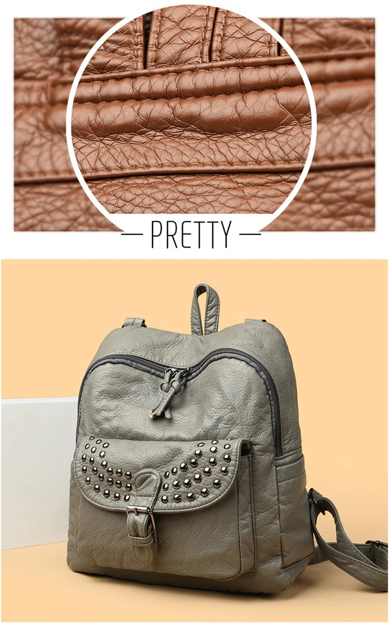 Women High quality leather Backpacks Vintage Female Shoulder Bag Sac a Dos Travel Ladies Bagpack Mochilas School Bags For Girls