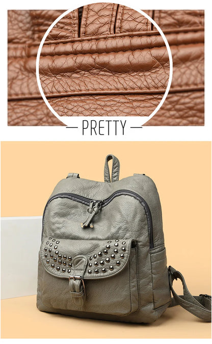 Women High quality leather Backpacks Vintage Female Shoulder Bag Sac a Dos Travel Ladies Bagpack Mochilas School Bags For Girls