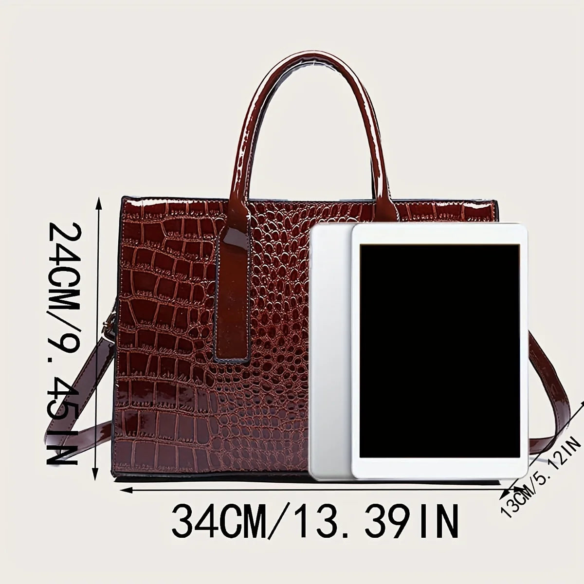 Women'S Large Capacity Tote Bag Elegant Synthetic Handbag with Zipper Closure, Spacious Work Bag for Women Formal & Everyday Use