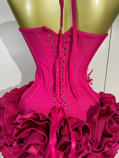 Sexy Halter Prom Gown Celebrity Club Two Piece Set Cocktail Elegant Women Fashion Luxury Birthday Party Red Black Bandage Outfit