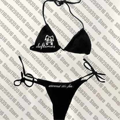 Sexy Women skeleton Y2k Graphic Swimwear Bikini Set Bra Tie Side G-String Thong Beach e Suit Swimsuit Bathing Suit Swimming Suit