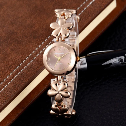 Top Brand Luxury Women's Watches Fashion Flower Bracelet Rose Gold Ladies Quartz Wristwatch Elegant Female Clock montre femme