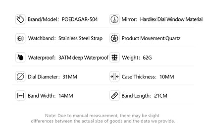 POEDAGAR Elegant Woman Watch Waterproof Luminous Date Week Ladies Wristwatch Stainless Steel Quartz Fashion Women's Watches Gift