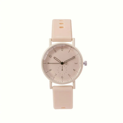 Fashion Women's Pink Minimalist Watch Silicone Strap Quartz Wristwatch Elegant Ladies Watches