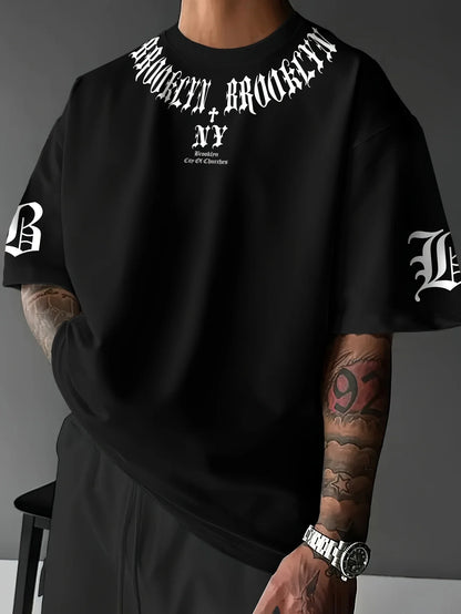 The new men's T-shirt for summer 2025 is a casual fashionable sporty breathable soft and simple 3D letter print