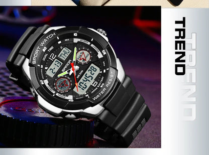 SANDA 6197 Top Class Men's Korean Student Electronic Watch Sports Multi functional Alarm Clock Waterproof Men's Watches 2024