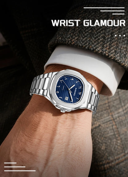 LIGE New Fashion Date Couple Watches 30M Waterproof Luminous Valentine's Day Gift Stainless Steel Watch Men Women Quartz Watch