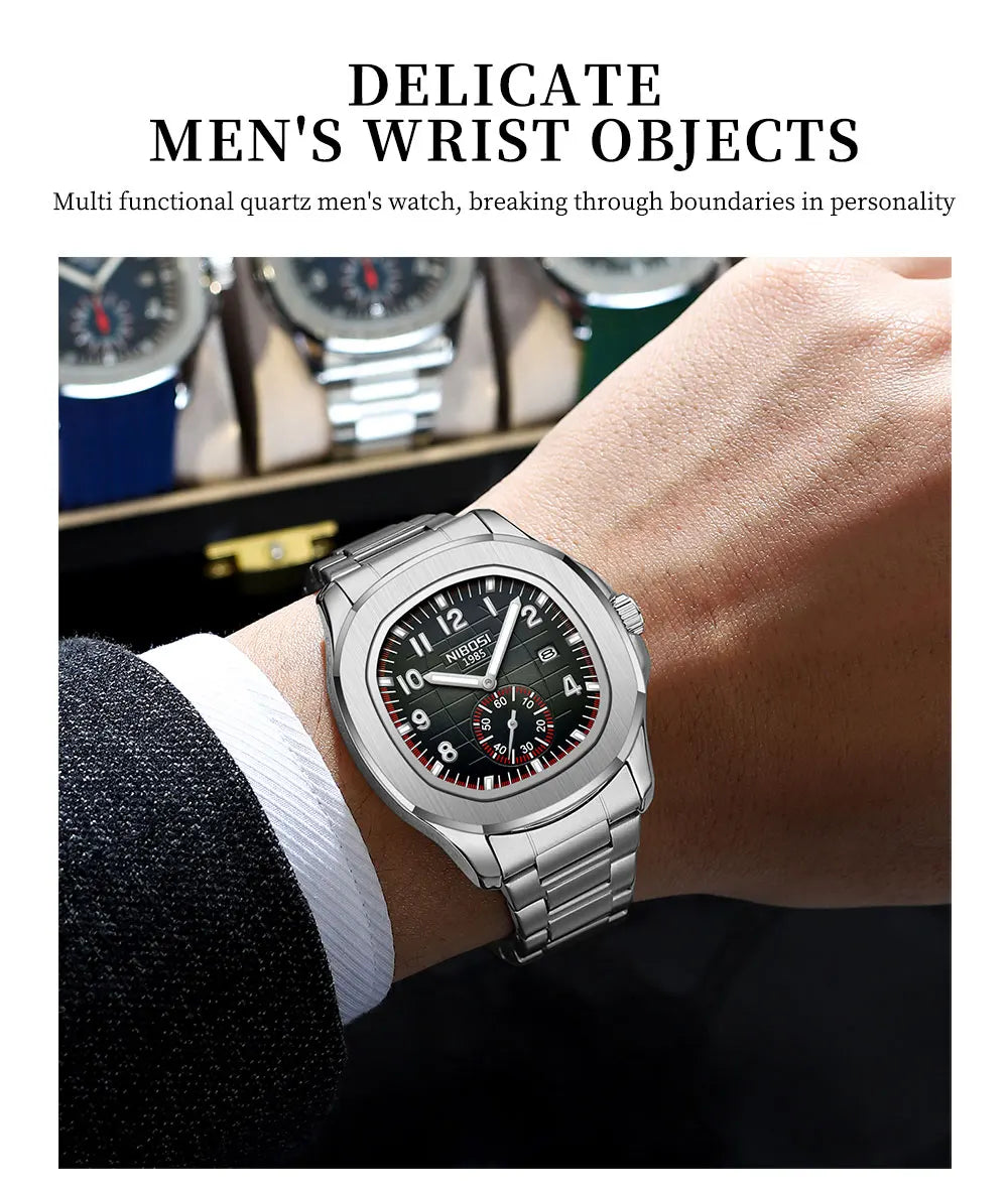 NIBOSI Mens Watches Analog Military Watch with Calendar Black Silicone Strap Waterproof Men’s Wrist Watches Minimalist Designer
