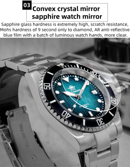 ADDIESDIVE 41MM Sunburst Automatic Mechanical Watches Japan 8215 AD2536 reloj hombre Luminous Sapphire Crystal Diver Men's Watch