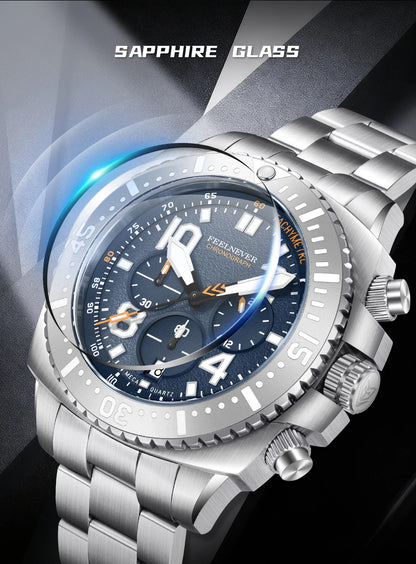 FEELNEVER New Diver Quartz Watch for Men 316L Stainless Steel Sapphire Big Dial Watch Men Outdoor 1000M Waterproof Men's Watches