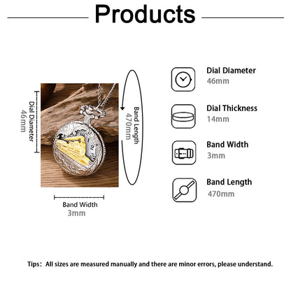 Antique Steam Train Design Pocket Watch with Chain Necklace Vintage Quartz Pendant Watches Clock Chain Mens Women