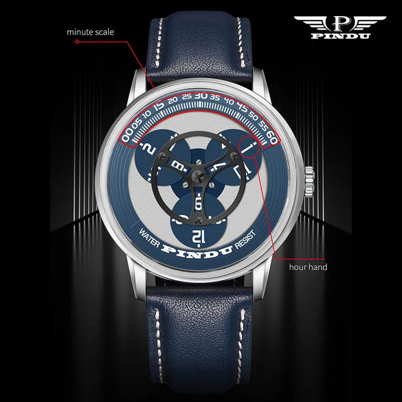 PINDU Watches Miyota 8215 Movement Mechanical Watch Men's Watch Luxury Rotating Dial Luminous Stainless Steel Case Clock Reloj