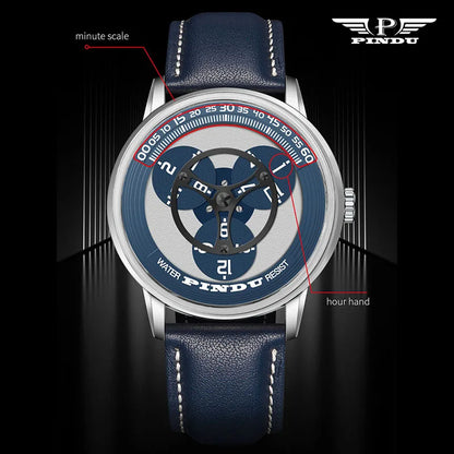 PINDU Watches Miyota 8215 Movement Mechanical Watch Men's Watch Luxury Rotating Dial Luminous Stainless Steel Case Clock Reloj